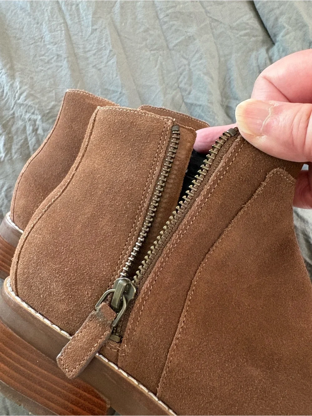 Cole Haan Rene Brown Suede Zip Bootie. Size 8.